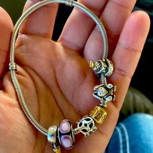Pandora Bracelet with 14k gold clasp